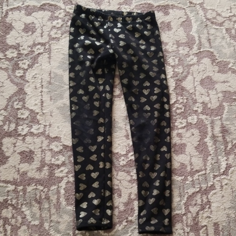 Fleece leggings with gold heart print